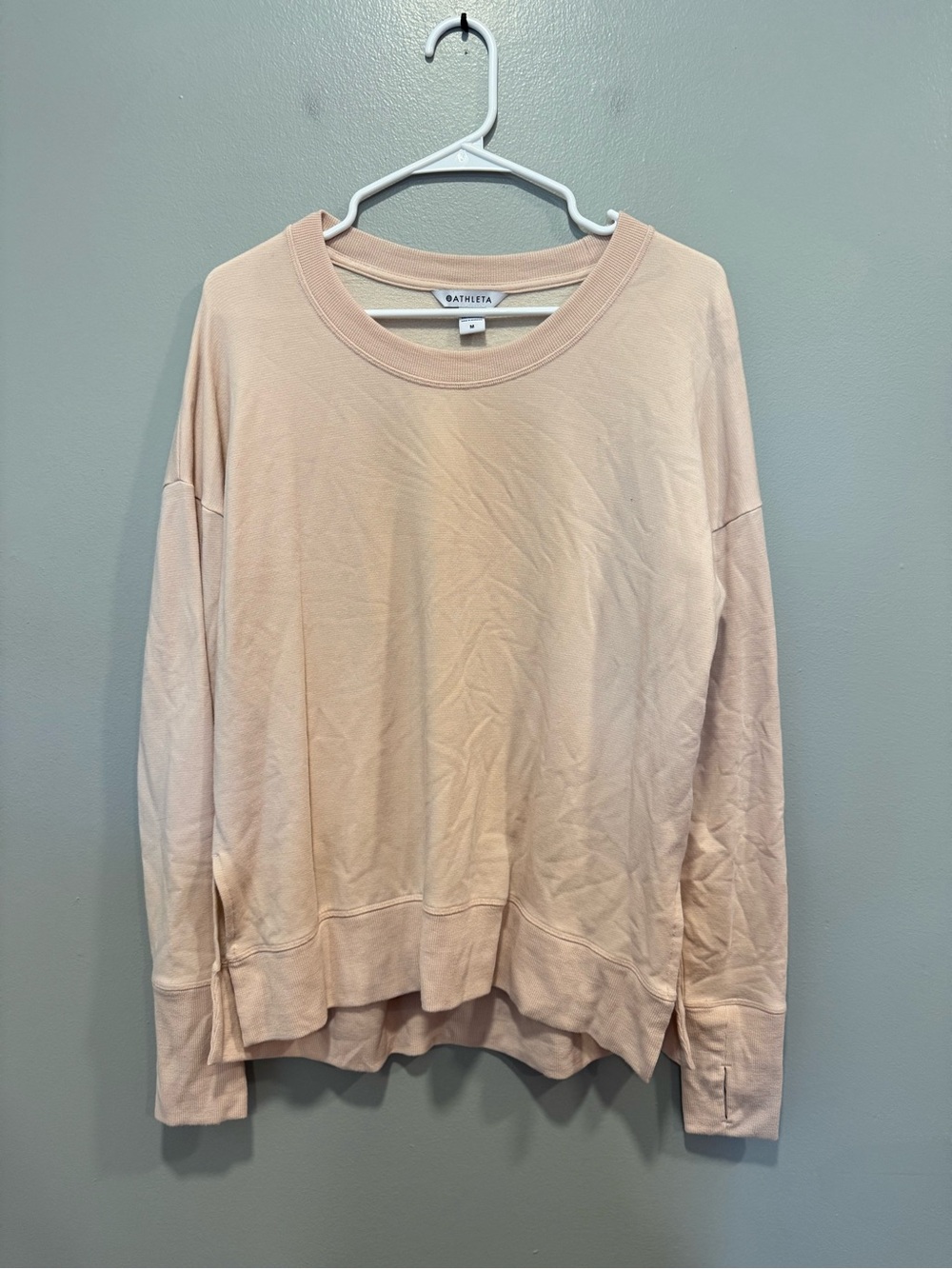 Athleta Crewneck Sweater in Light Pink Size Medium